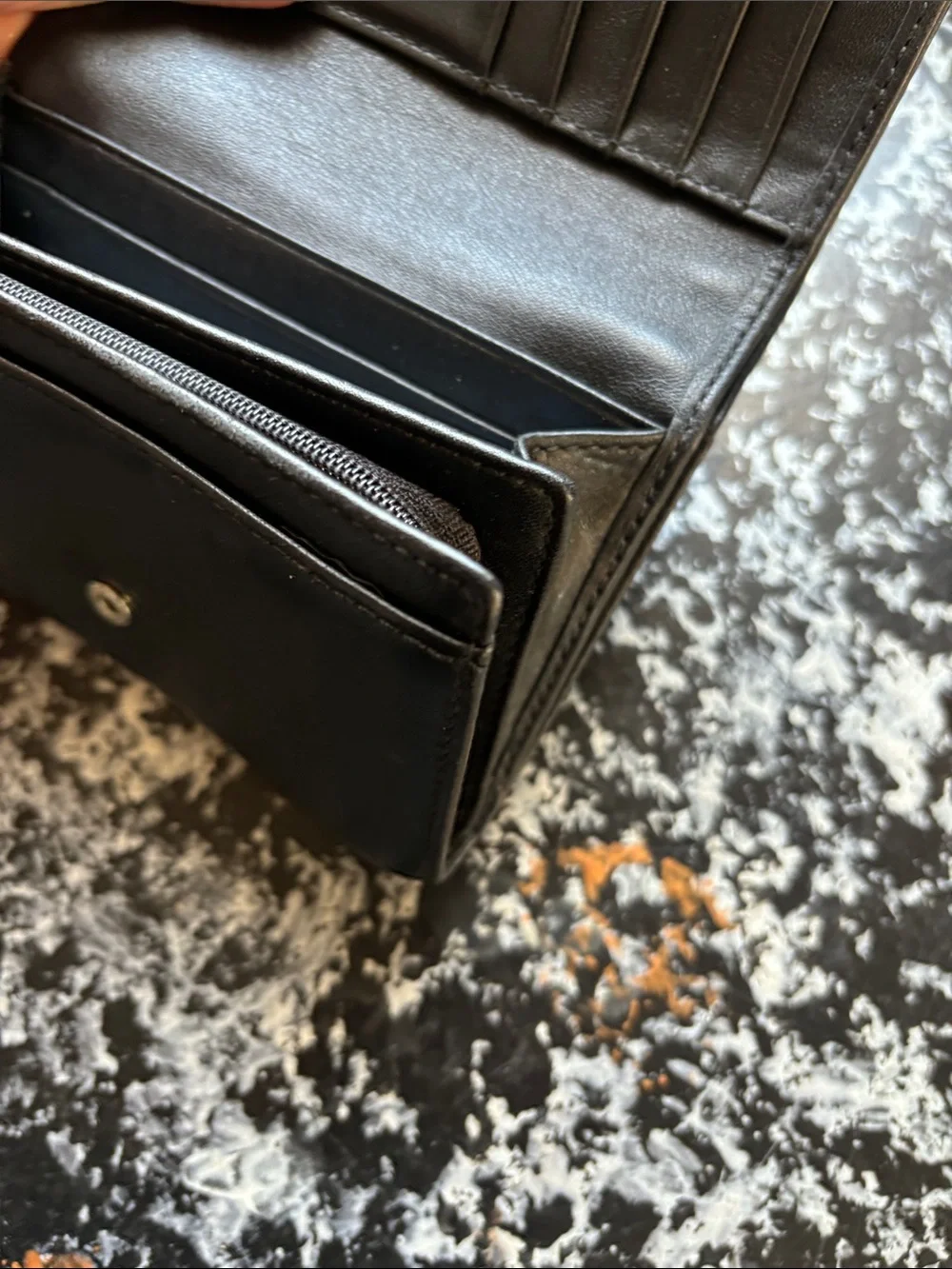 Coach SoHo Pleated Black Leather Wallet with Silver Logo